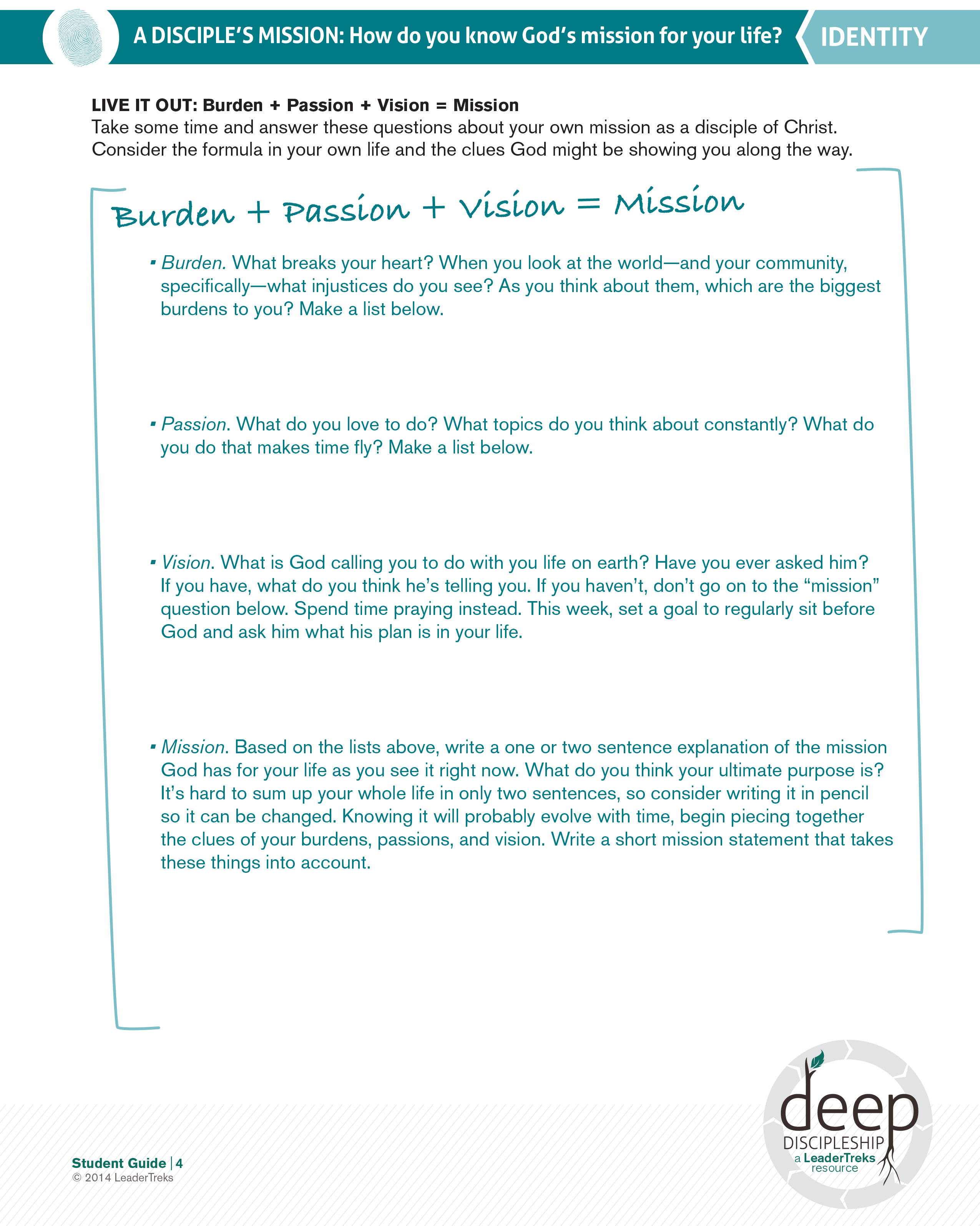 Mission Identity What is your Mission? – Parent Resources
